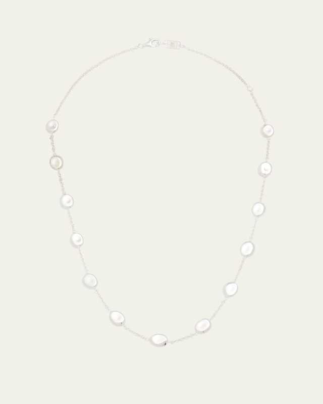 Mini Hammered Bastille Link Necklace in Sterling Silver